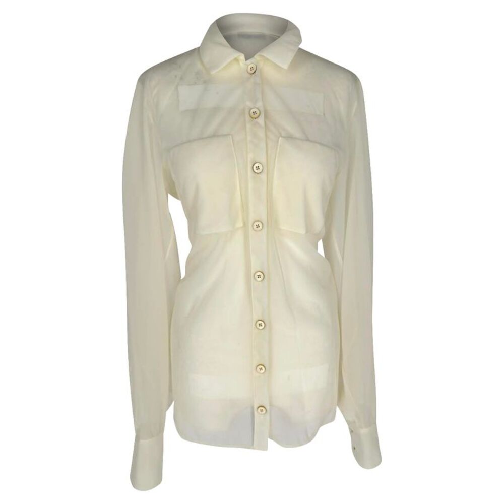 Jil Sander Longsleeve Blouse in Ecru Polyamide